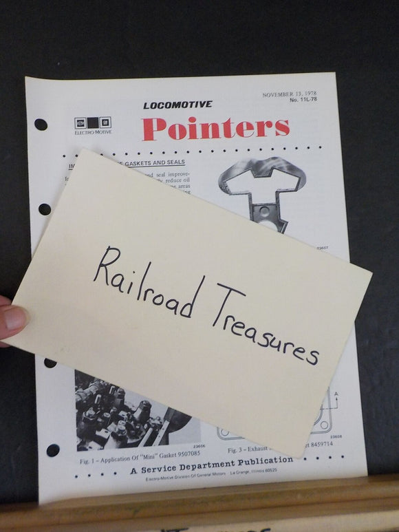 EMD Locomotive Pointers 11L-78 Improved Engine Gaskets And Seals