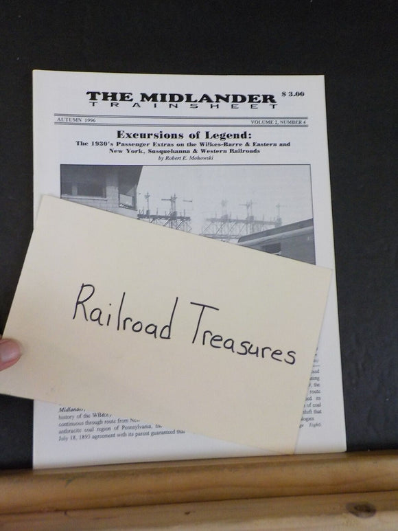 Midlander Trainsheet V2 #4 1996 Autumn Excursions of Legend