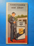 Map Pennsylvania and New Jersey State Road Map 1963 Atlantic Petroleum Ads
