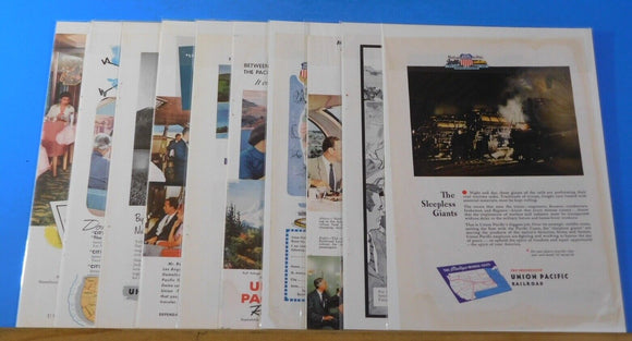 Ads Union Pacific Railroad Lot #42 Advertisements from various magazines (10)