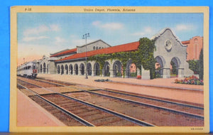 Postcard Union Depot Phoenix Arizona Postmarked 1954 Grand Rapids