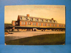 Postcard Pennsylvania Railroad Station Harrisburg, PA PRR Postmarked Sept 2 1910