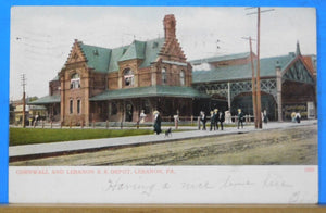 Postcard Cornwall and Lebanon Railroad Depot Postmarked 1907