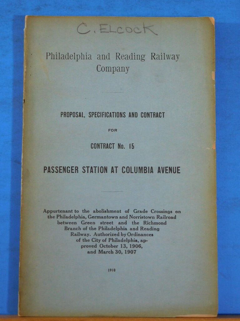 Philadelphia and Reading Railway Proposal Specification and Contract ...