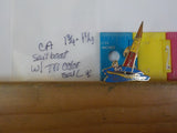 Jaycees California Yellow Sailboat With Woman Sailing  Tri color sail   PIN