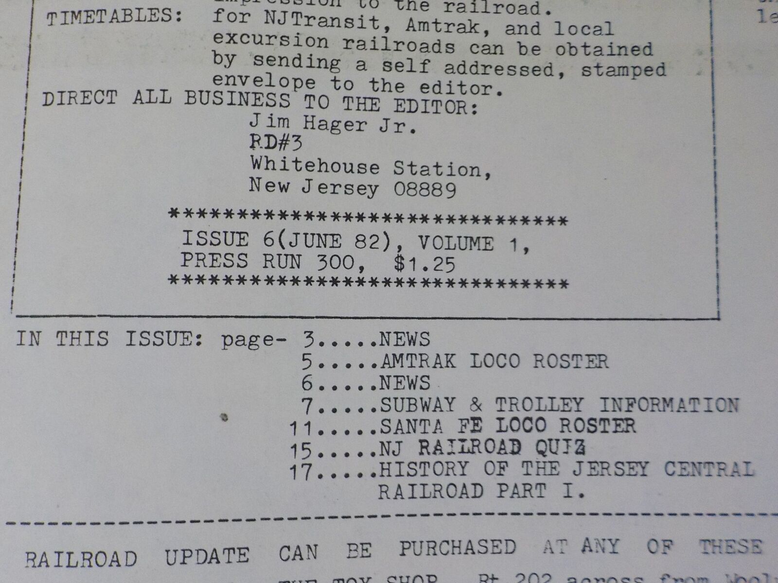 Railroad Update #6 Volume 1 Amtrak Loco roster Santa Fe loco roster Je ...
