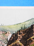 Postcard Eagle River Canyon #6751 showing railroad track, people (crease)
