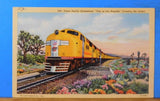 Postcard Union Pacific streamliner city of Los Angeles crossing the desert. #508
