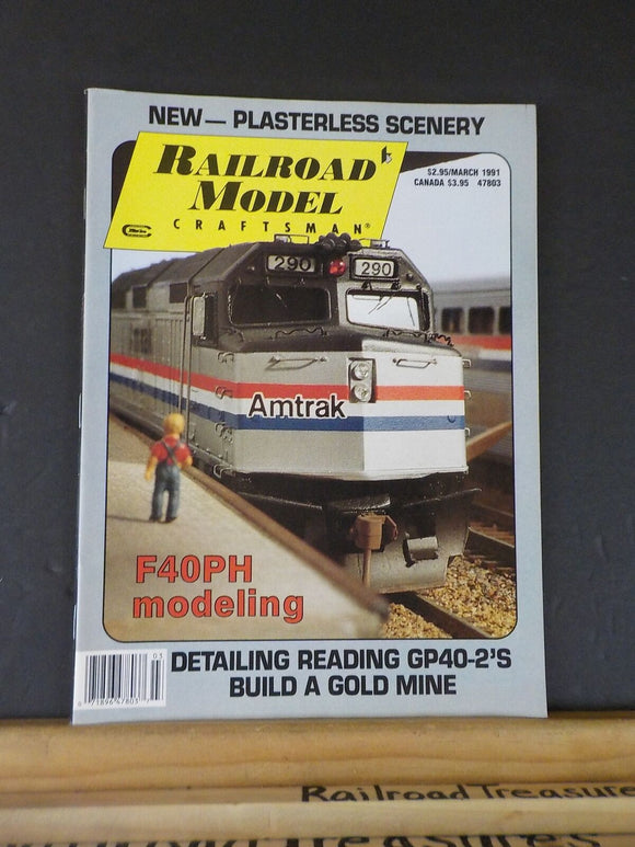 Railroad Model Craftsman Magazine 1991 March F40PH modeling Detailing Reading GP