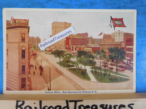 Postcard Detroit MI Best Reached via Wabash Railroad