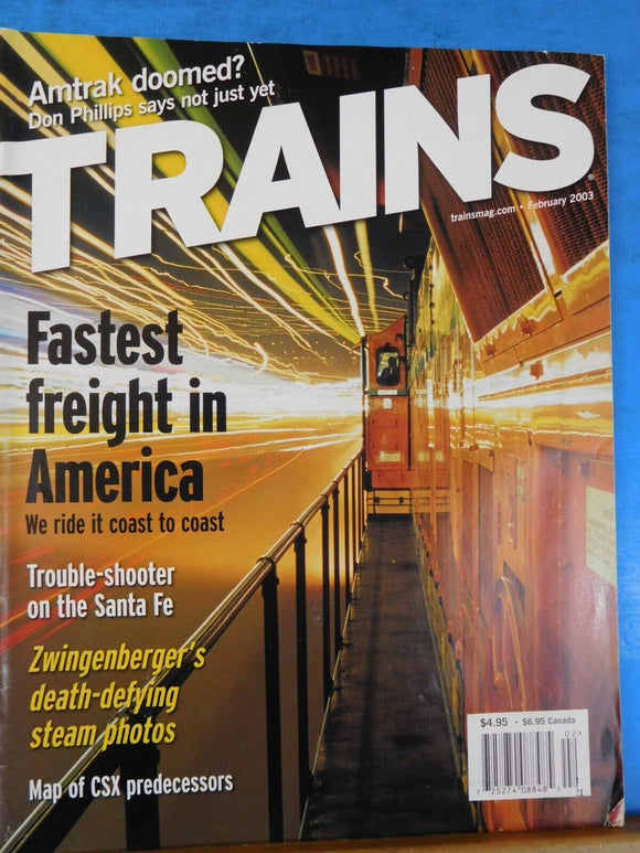 Trains Magazine 2003 February Fastest freight in America Map CSX predecessors SF