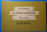 Lionel Art Prints of 19th Century Locomotives 1950 4 Prints 7 x 11