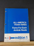 All-American Train Fares for each Amtrak Route Edition 1 1972 January 16