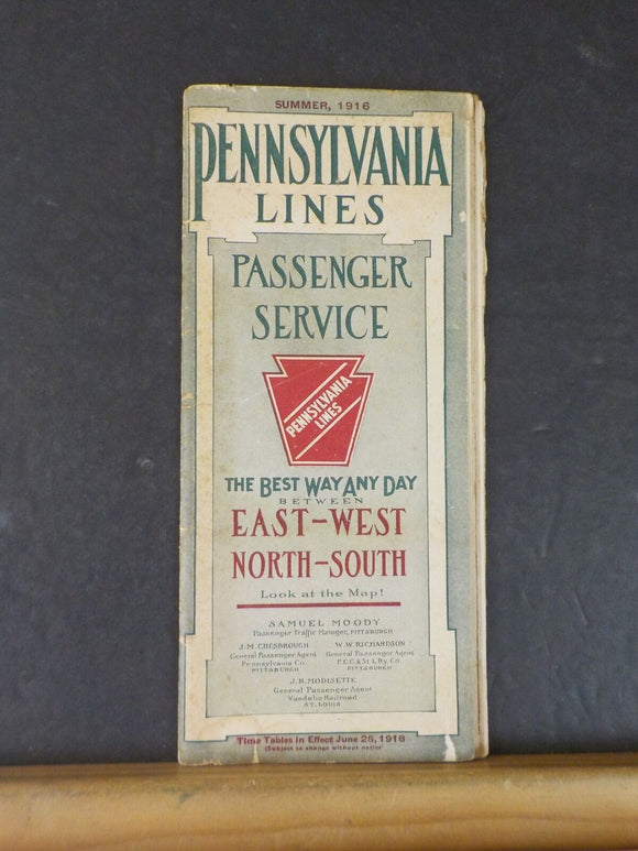Pennsylvania Lines Passenger Service Timetable 1916 Summer  MAPS Damage pg4-9 mi
