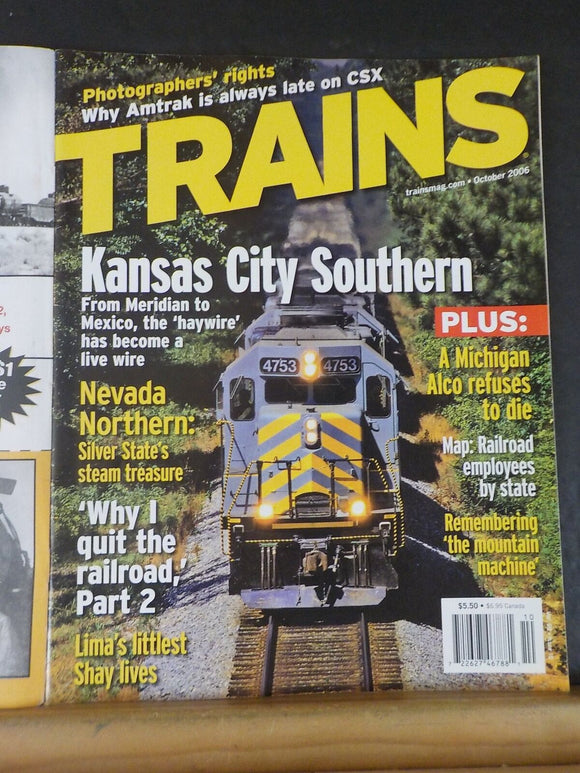 Trains Magazine 2006 October Kansas City Southern Nevada Northern Lima little Sh