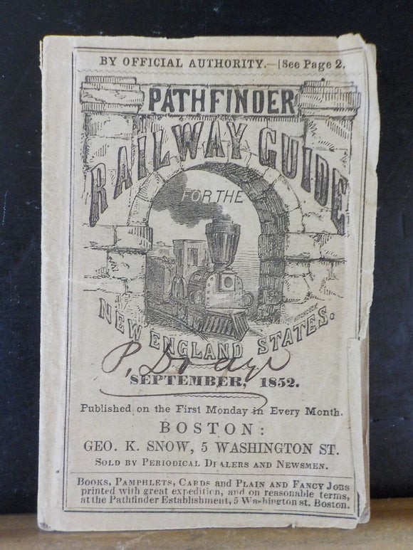 Pathfinder Railway Guide for the New England States 1952 September 1852