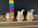 Vintage Czecho-Slovakia W 3 pieces 2 pitchers / 1 creamers Tan with dark trim