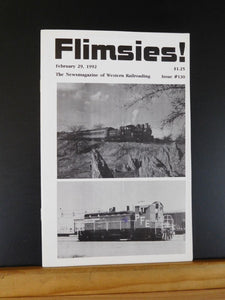 Flimsies West Issue #130 February 29, 1992 News Magazine of Western Railroading