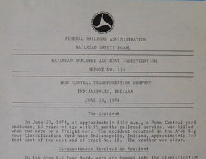 Railroad Employee Accident Investigation Report #136 Penn Central Indianapolis