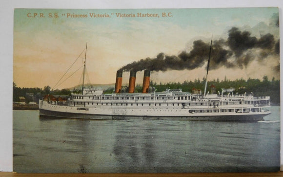 Postcard C.P.R. S.S. Princess Victoria Victoria Harbour, B.C.