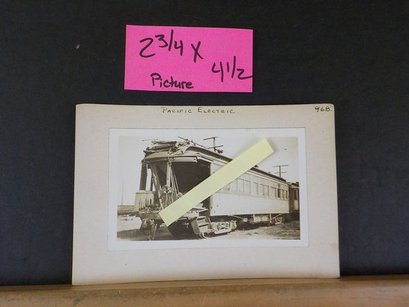 Photo Pacific Electric #968 trolley 2 5/8 X 4.5 photo 4X6 Cards Black & w hite
