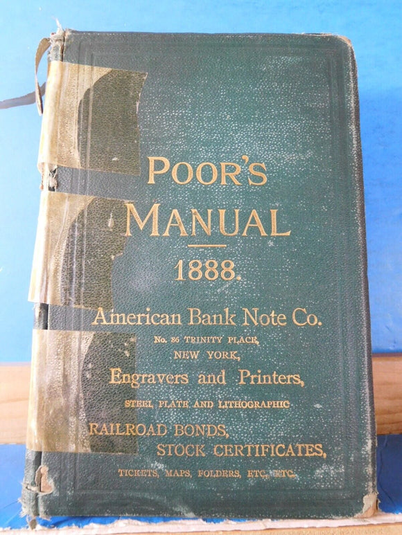 Poor's Manual of Railroads 1888  History rolling stock more