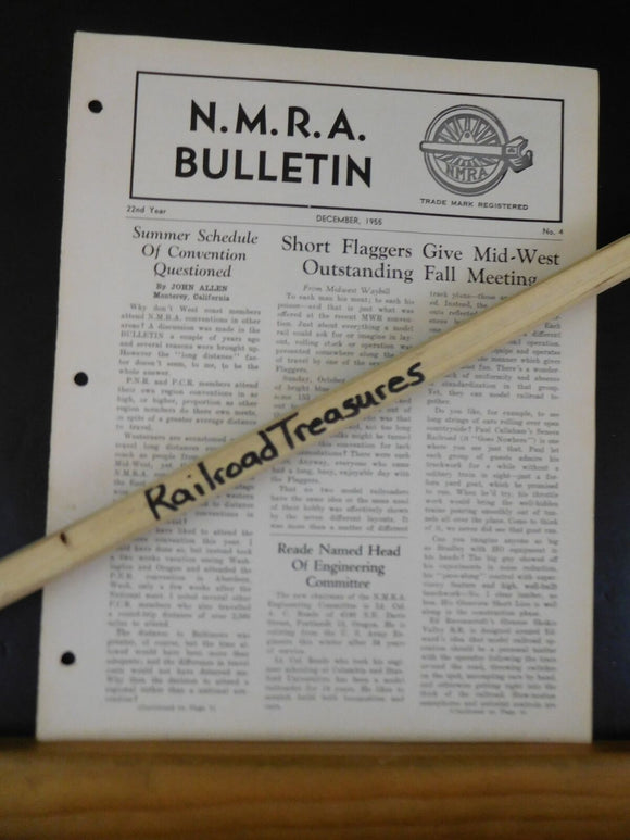 NMRA Bulletin 1955 December #4 of 22nd Year Short Flaggers Give Mid-West Outstan