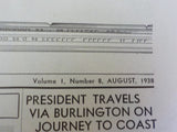 Zephyr Burlington Route Employee Vol 1 No 8 1938 August President travels via Bu