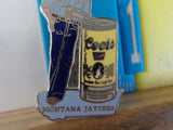 Jaycees Montana Cowboy Leaning Against Coors Beer Can  PIN
