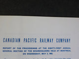 Canadian Pacific Railway Company Annual Report 1961