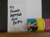 Jaycees Illinois Female in Black Bathtub with Gin Bottle     1982         PIN