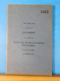New York New Haven and Hartford Railroad Company Annual Report 1922