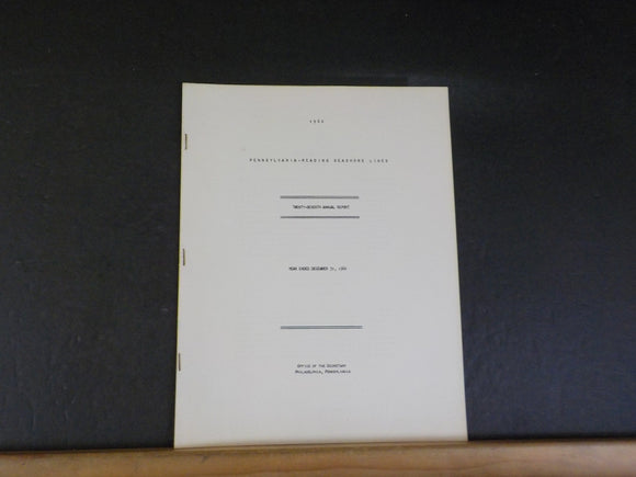 Pennsylvania-Reading Seashore Lines annual report 1960 27th annual