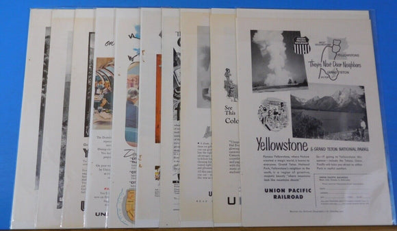 Ads Union Pacific Railroad Lot #22 Advertisements from various magazines (10)