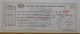 Check New York Central Railroad Co Check 1958 Oct 24 Lehigh Valley
