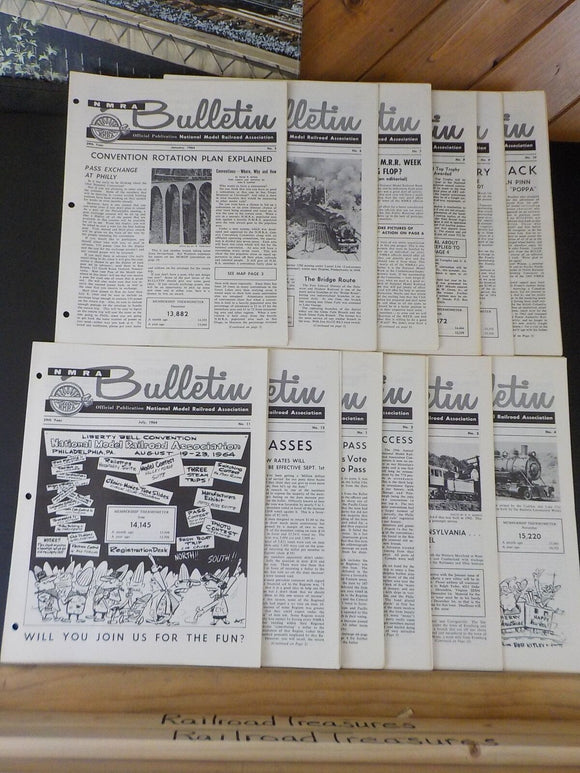 NMRA Bulletin 1964 Complete Year 12 Issues   January thru December