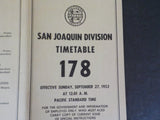Southern Pacific Employee Timetable #178 San Joaquin Division 1953 September 27