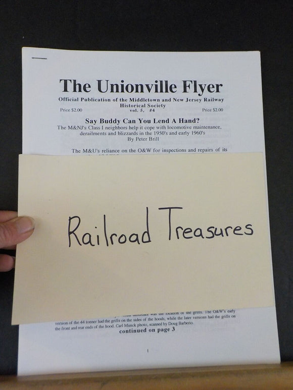 Unionville Flyer Vol.5 #4 Say Buddy… M&NJRHS Getting to School Part 2