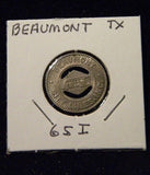 Token TX Beaumont 65I Beaumont City Lines Inc Good for one fare
