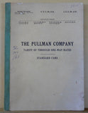 Pullman Company Tariff of through one way rates Standard Cars 1966
