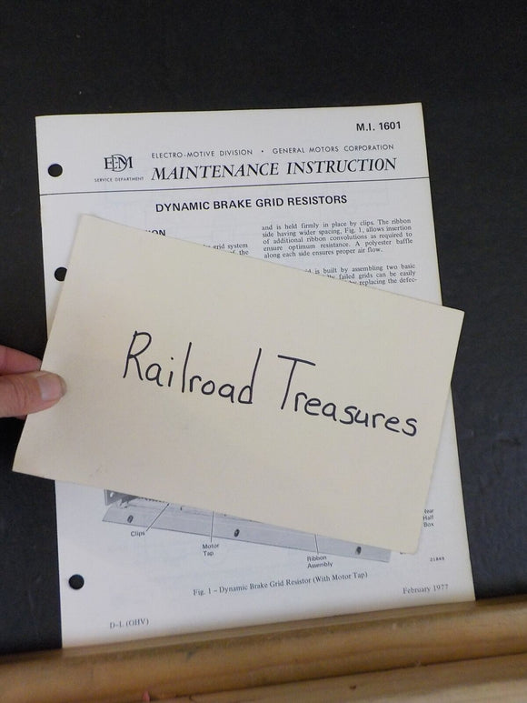 EMD Maintenance Instructions MI 1601 Dynamic brake grid resistors