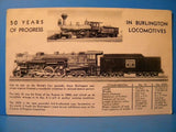 Postcard Burlington Locomotive World's Fair Exhibition Trains 50 Years of Progre