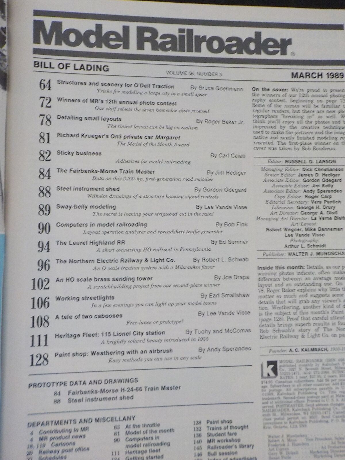 Model Railroader Magazine 1989 March Structures Scenery small layout F ...