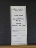 Union Pacific Special Rules #17 Kansas Division Estern District 1966 UP
