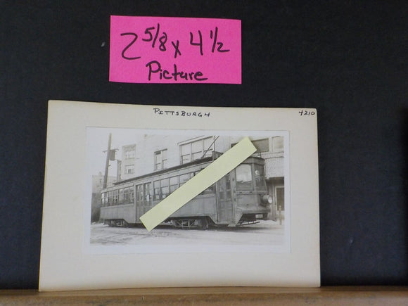 Photo Pittsburg Railways Car #4210 2 5/8 X 4.5 photo 3x5 inches index Card B&W
