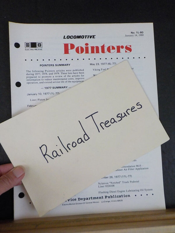 EMD Locomotive Pointers 1L-80 January 14 1980 Pointers Summary