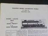Baldwin Model Locomotive Works Catalog #3 O gauge Locomotives