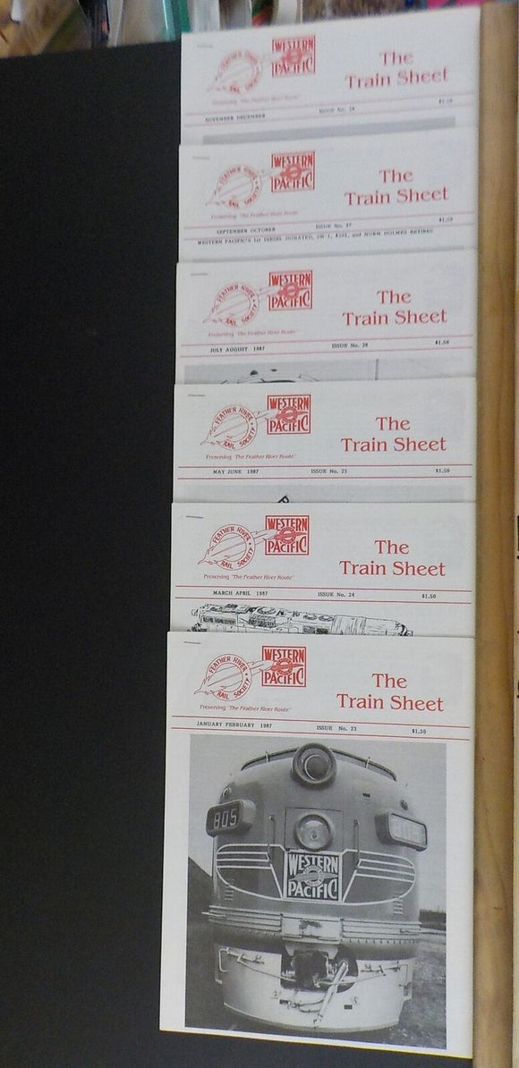 Feather River Rail Society The Train Sheet 1987 Lot of 6 #23-28  Western Pacific