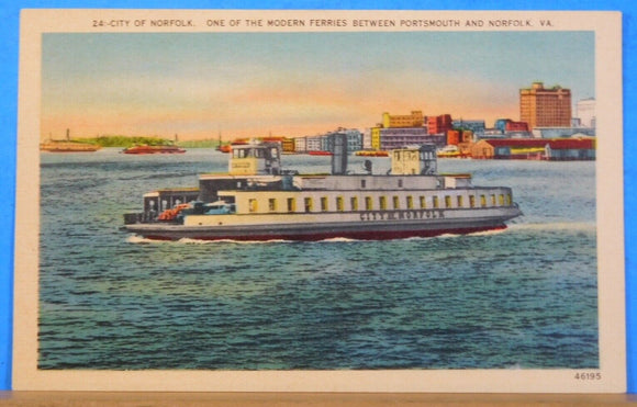 Postcard City of Norfolk One of the modern ferries between Portsmouth & Norfolk