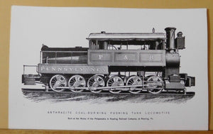 Postcard Anthracite Coal burning pushing tank locomotive P&R Railroad